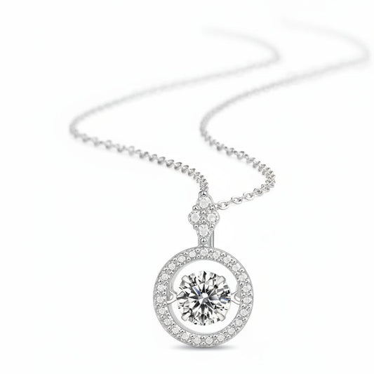 Touch” Moissanite Pendant Necklace - 1 Carat Lab-Grown Diamond Alternative, Sterling Silver 925, Modern Love Gift