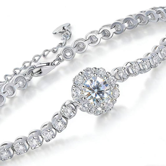 The Bridge of Magpies Bracelet - 0.5 Carat Moissanite Silver Bracelet, Sterling Silver 925, Meaningful Love Gift