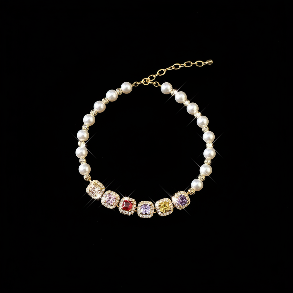 Colorful Gem Bracelet - Flat Lay Top