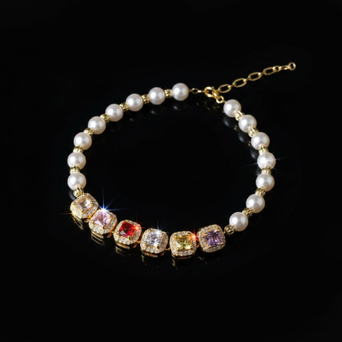 Colorful Gem Bracelet - Flat Lay Angled