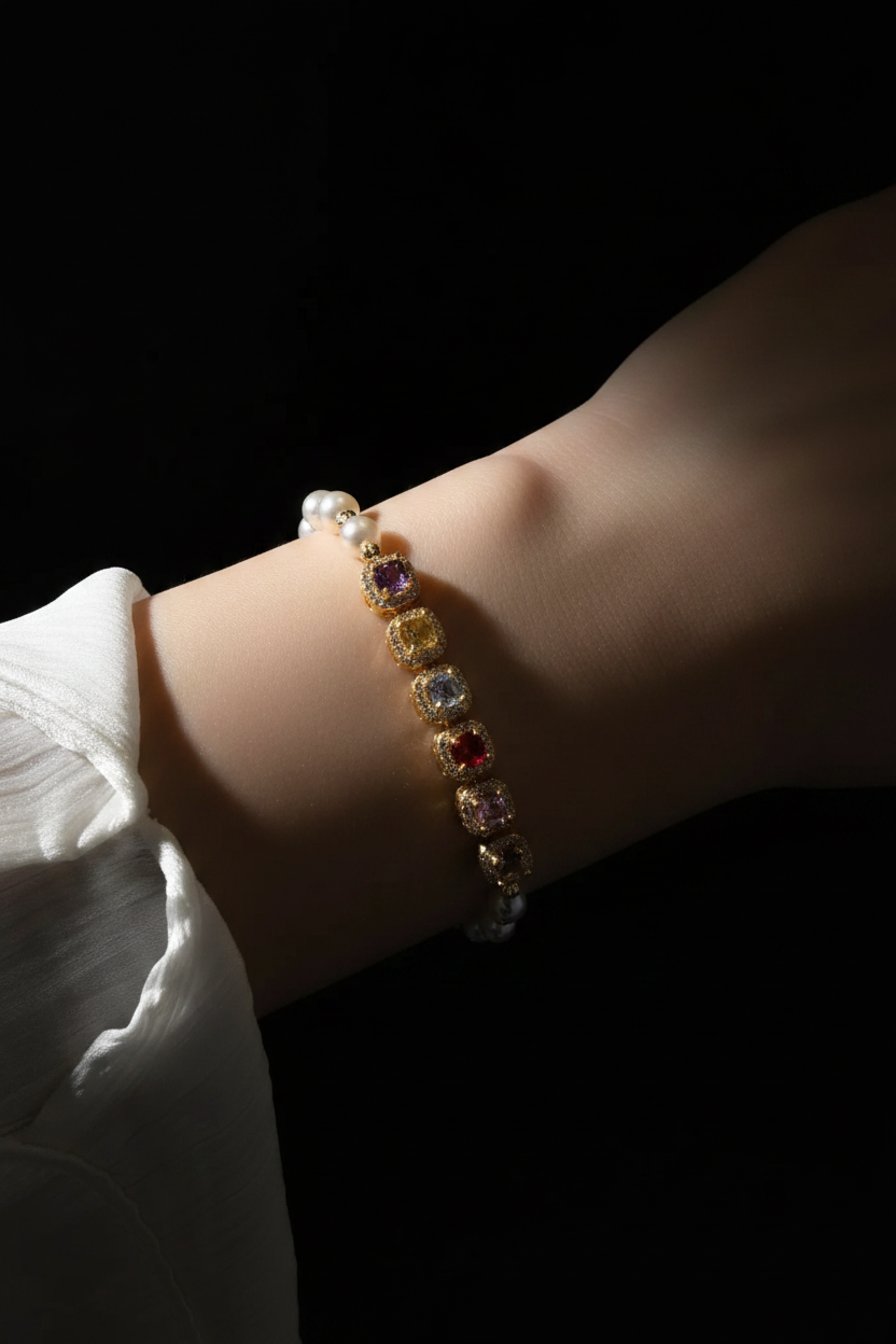 Colorful Gem Bracelet - Model Side