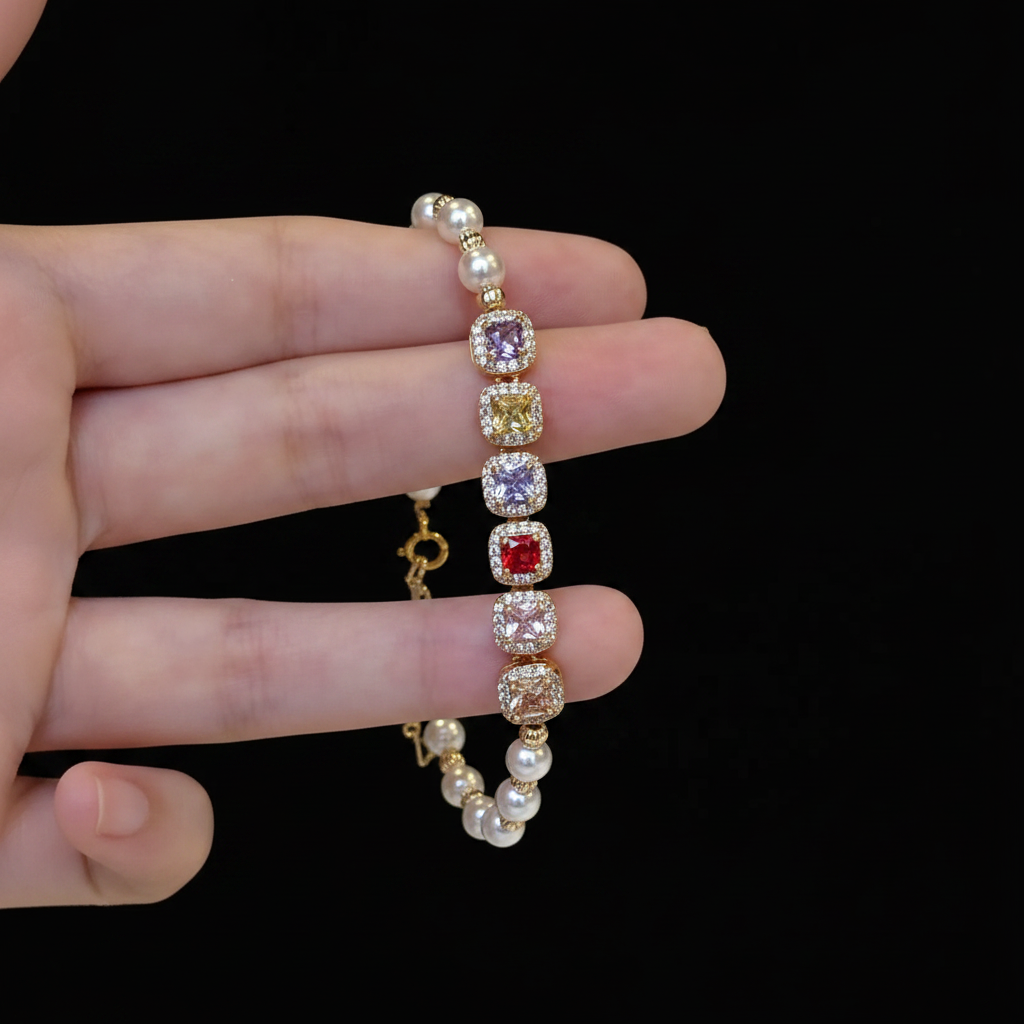 Colorful Gem Bracelet - Detail Close-up