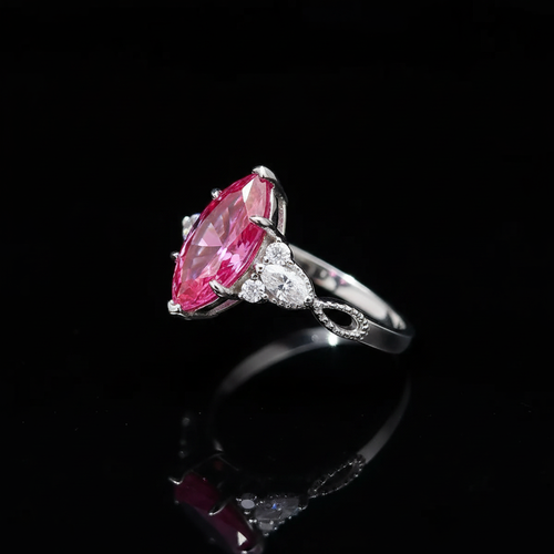 Aurora Royale 5CT Pink Moissanite Ring Side Profile View