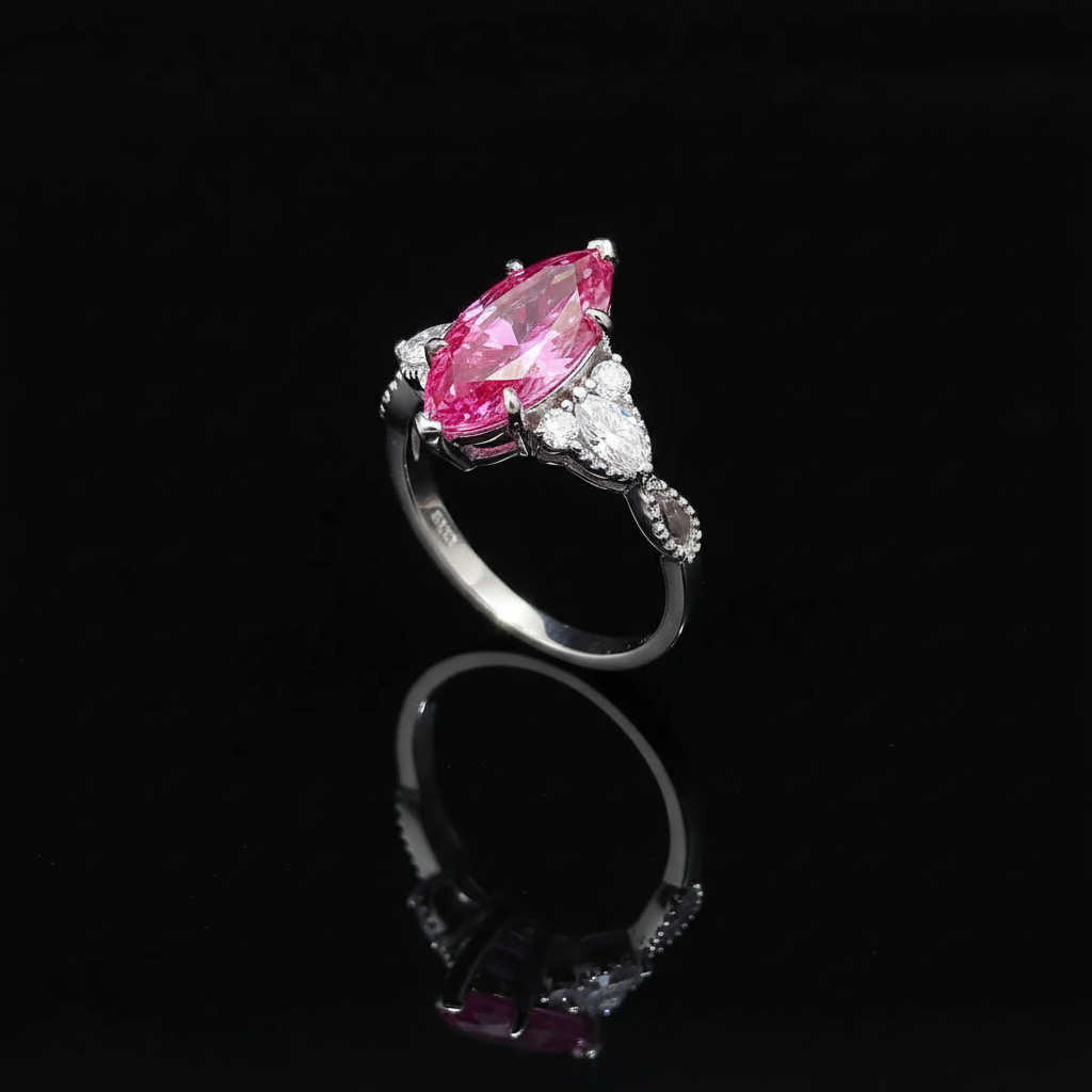 Aurora Royale 5CT Pink Moissanite Ring 45 Degree Angle